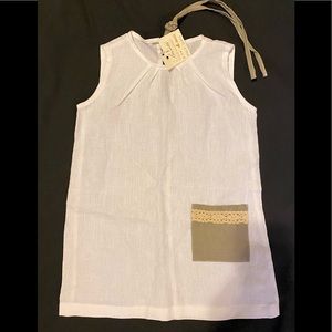 $450 NWT Busatti 2 3 2T 3T Luxury Italian Linen Peasant Dress Wedding Shift Girl